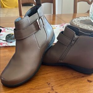 Brown Ankle Boots with Buckle